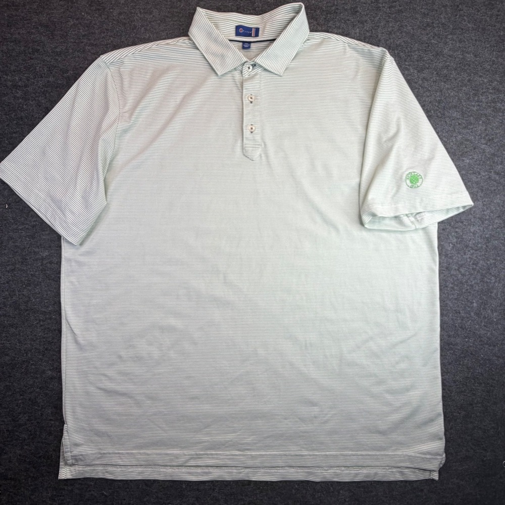 Stitch Golf Polo Mens XXL Green White Striped Performance Ruth Lake Country Club